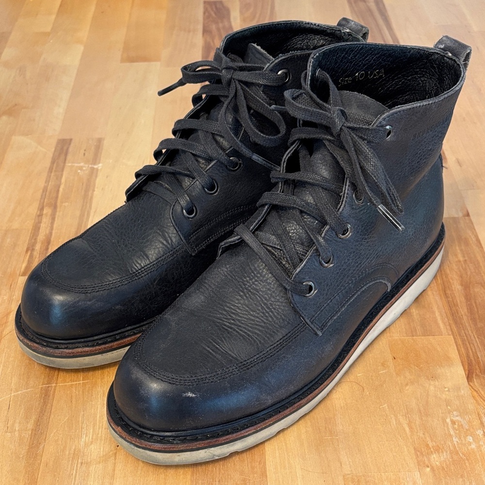 Broken Homme moc toe black work boots 10